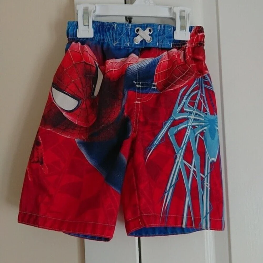 Boys Marvel Spider Swim Shorts - Blue & red size 5
